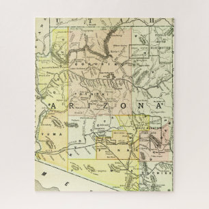 Arizona Antique Map Travel State & Cities Colourfu Jigsaw Puzzle