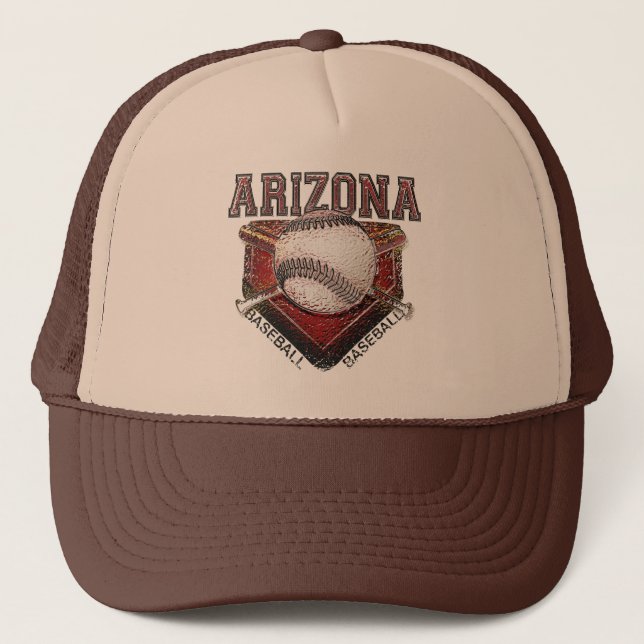 Arizona Baseball Grunge Style Design Trucker Hat (Front)