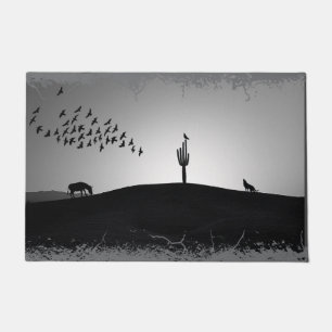 Arizona Black and White Desert Animals Doormat