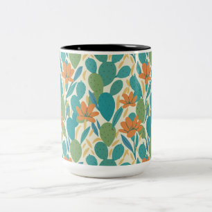 Arizona Botanical Tile Pattern Two-Tone Coffee Mug