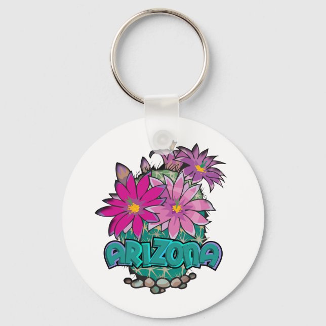 Arizona Cactus Blooms Key Ring (Front)