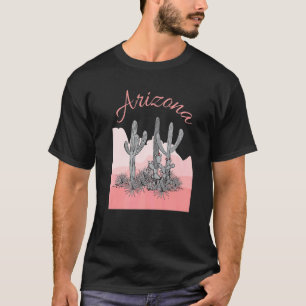 Arizona Cactus Desert Scene Coral Pink   T-Shirt