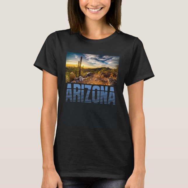 Arizona Cactus Sunset Vacation Souvenir T-Shirt (Front)