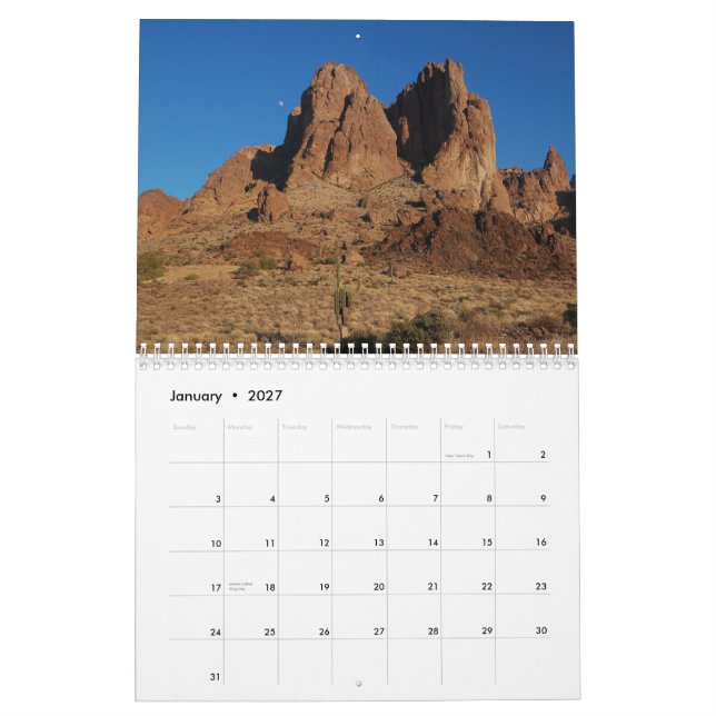 Arizona Calendar (Jan 2027)