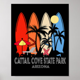 Arizona Cattail Cove State Park Retro Surfboard Vi Poster