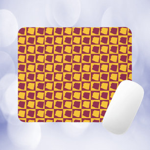 Arizona Checkered Maroon and Gold Pattern Mouse Pad