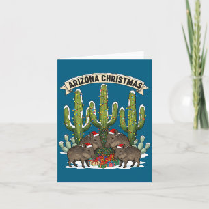 Arizona Christmas Javelina Family Desert Saguaros  Card