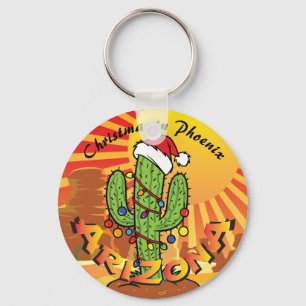 ARIZONA Christmas Saguaro Cactus CHANGE TOWN Key Ring