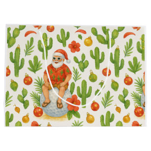 Arizona Christmas with Cactus Santa Claus Golfer Large Gift Bag