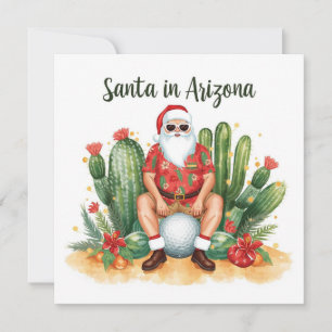 Arizona Christmas with Santa Claus on golf ball  Holiday Card
