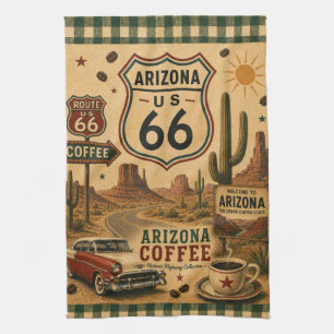Arizona Classic Car Desert Coffee Americana Tea Towel