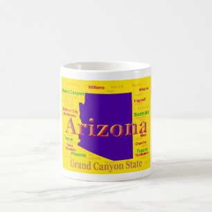 Arizona Colourful Map, Grand Canyon State Coffee Mug