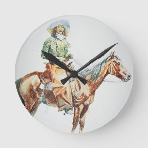 Arizona Cowboy, 1901 (crayon on paper) Round Clock