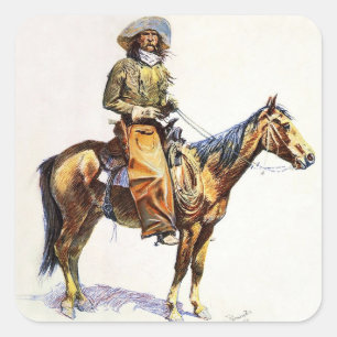 Arizona Cowboy Western Art by Frederic Remington Square Sticker