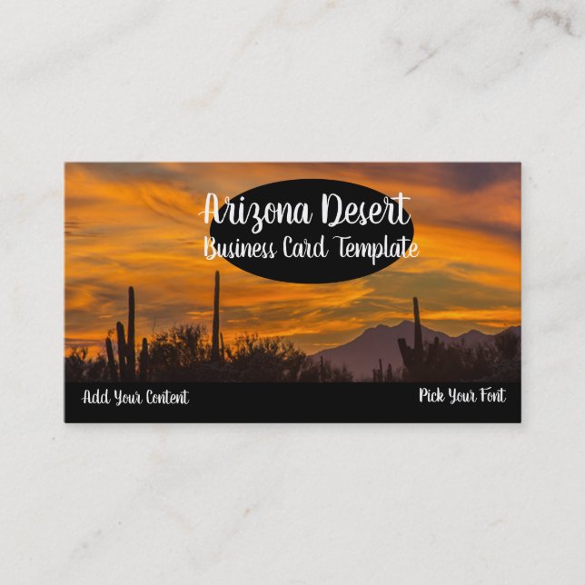 Arizona Desert Cactus Sunset Business Card (Front)