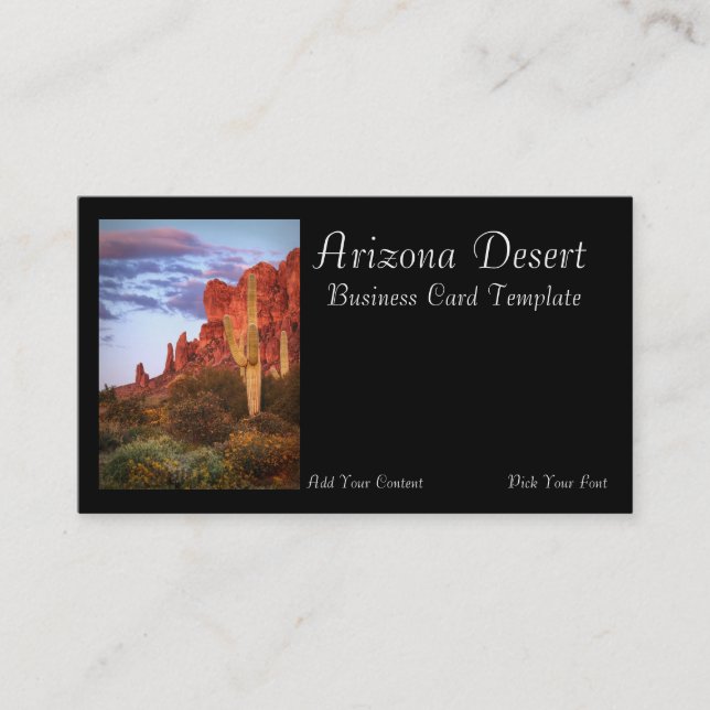 Arizona Desert Cactus Sunset Business Card (Front)