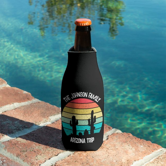 Arizona Desert Cactus Sunset Personalised Bottle Cooler (In Situ Pool)