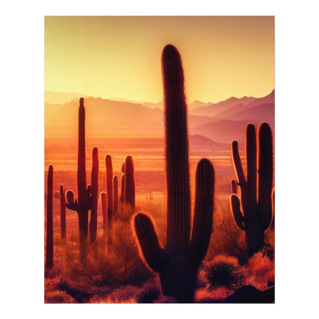 Arizona Desert cactus sunset Photo Print (Front)