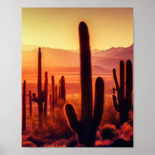 Arizona Desert cactus sunset Poster