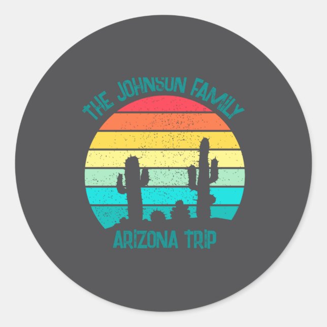 Arizona Desert Cactus Sunset Trip Kids  Classic Round Sticker (Front)