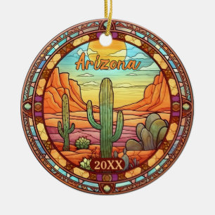Arizona Desert Cactus Watercolor Ceramic Ornament