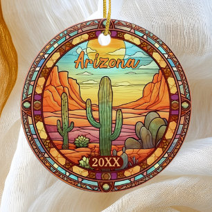 Arizona Desert Cactus Watercolor Ceramic Ornament