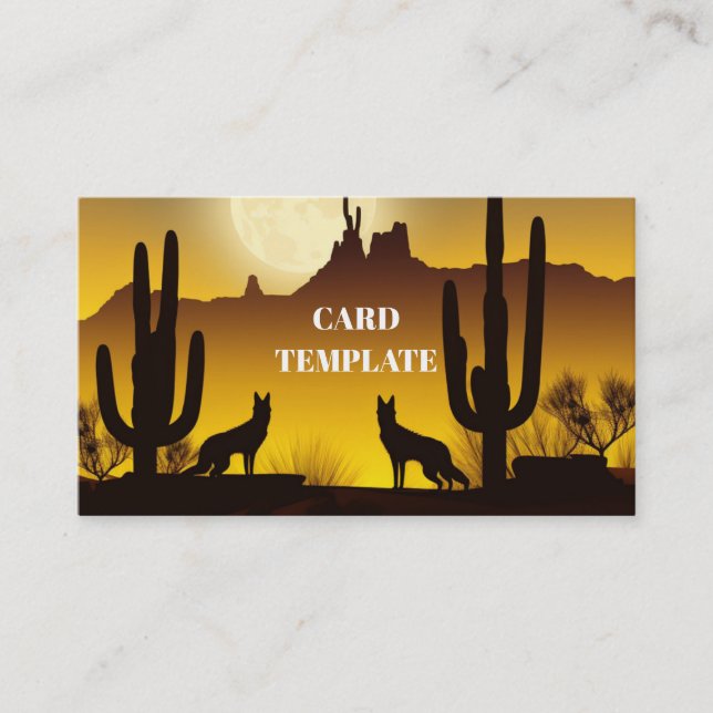 Arizona Desert Coyote Wolf Business Card (Front)