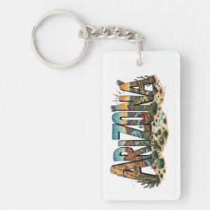Arizona Desert Keychain   Arizona State Keychain