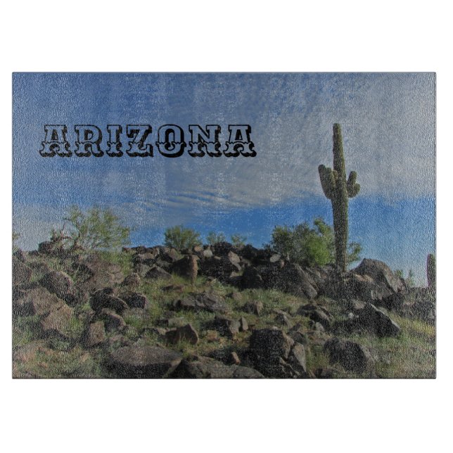 Arizona Desert Landscape Photo Saguaro Cactus Cutting Board (Front)
