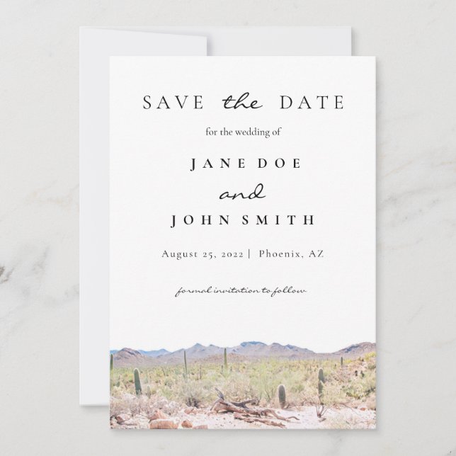 Arizona Desert Mountain Saguaro Save The Date (Front)