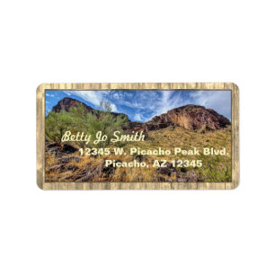 Arizona Desert Mountain Scenery Barn Boards Beige Label