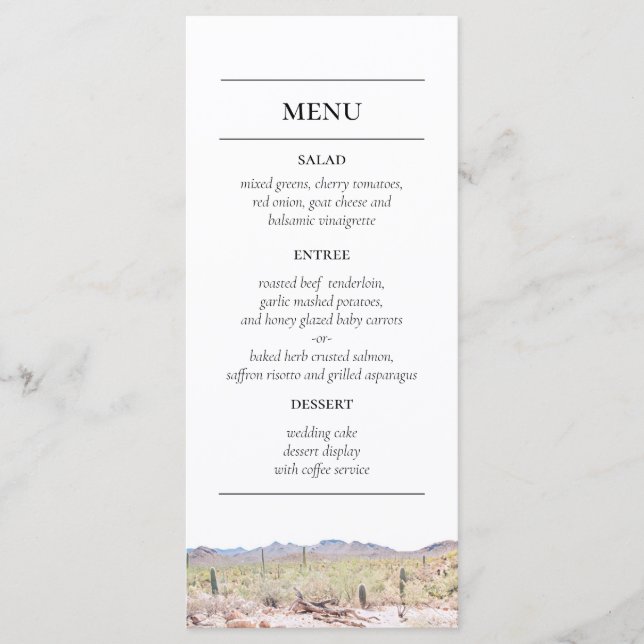 Arizona Desert Reception Menu (Front)