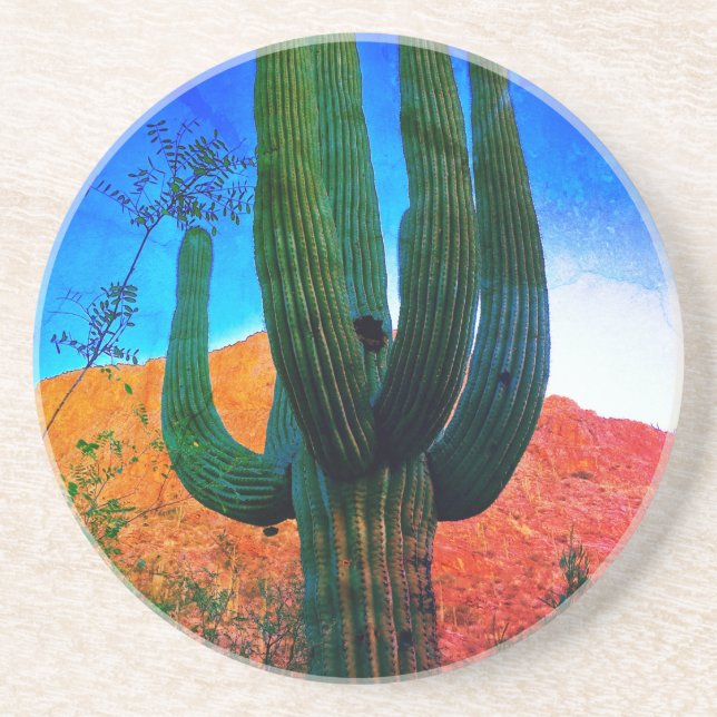 Arizona Desert Saguaro Cactus Coaster (Front)