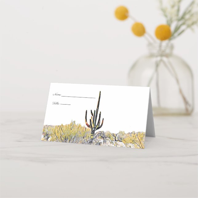 Arizona Desert Saguaro Cactus Place Cards (Front)