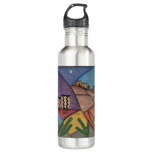 Arizona Desert Southwest Folk Art Collage 710 Ml Water Bottle