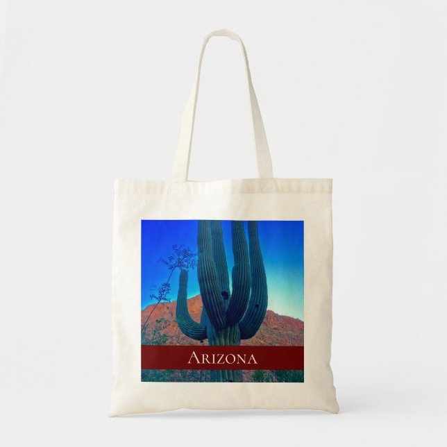 Arizona Desert Southwest Saguaro Cactus Tote Bag (Front)