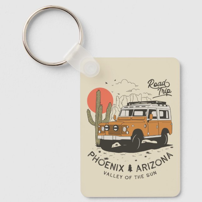 Arizona Desert Sunset Road Trip Cactus Phoenix Key Ring (Front)