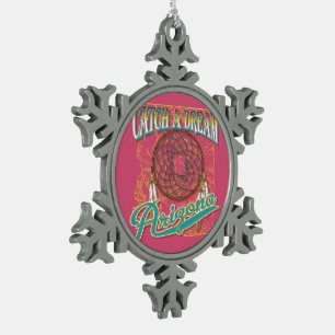Arizona Dream Catcher Snowflake Pewter Christmas Ornament