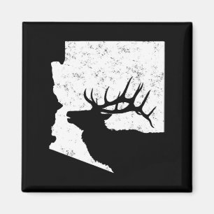 Arizona Elk Hunting   Bull Elk AZ State Shape  Magnet