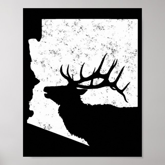 Arizona Elk Hunting   Bull Elk AZ State Shape  Poster (Front)