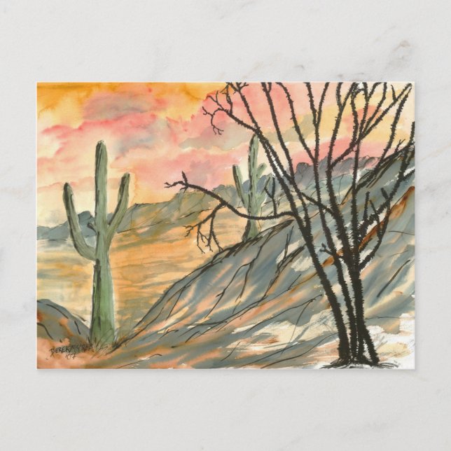 arizona evening southwestern landscape art postcard (Front)