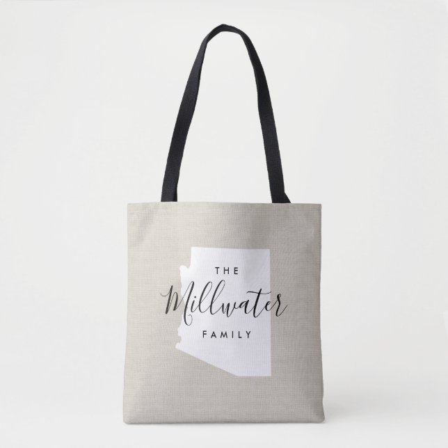 Arizona Family Monogram State Tote Bag (Front)