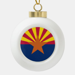 Arizona Flag, American The Copper State Ceramic Ball Christmas Ornament