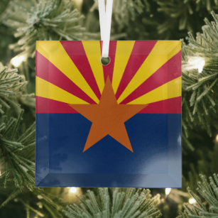 Arizona Flag, American The Copper State Glass Tree Decoration