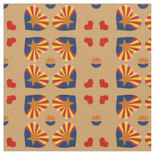Arizona Flag & Arizona Hearts fashion Fabric / USA