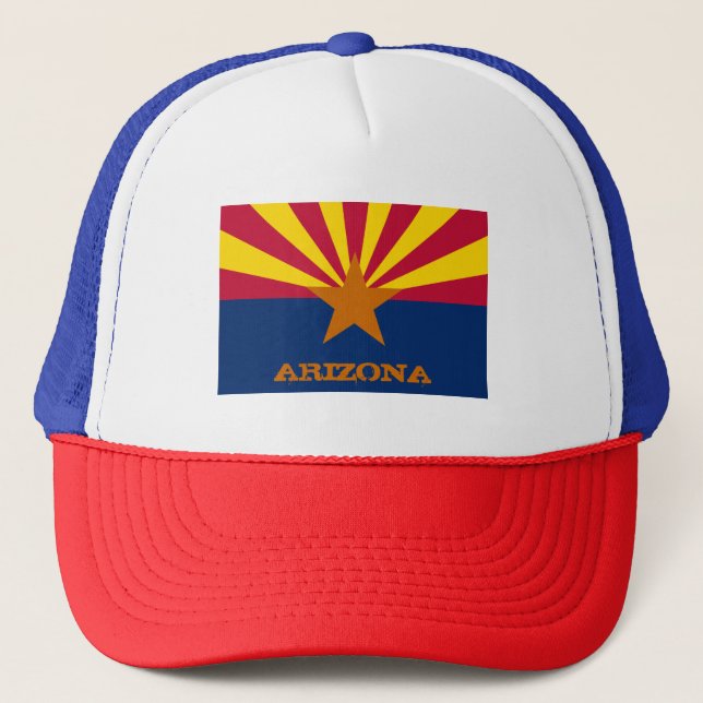 Arizona Flag & Arizona State USA fashion/sport fan Trucker Hat (Front)