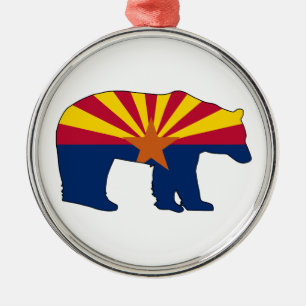 Arizona Flag Bear Metal Ornament