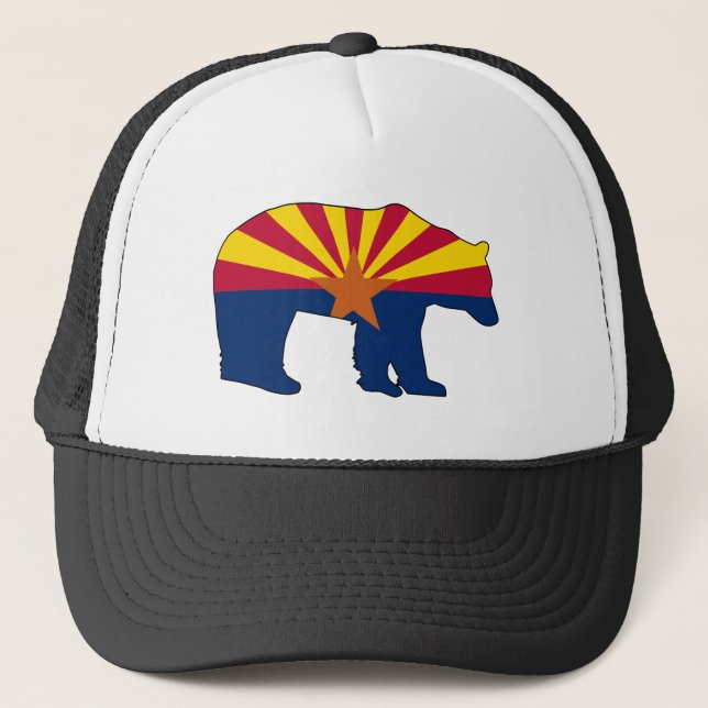 Arizona Flag Bear Trucker Hat (Front)