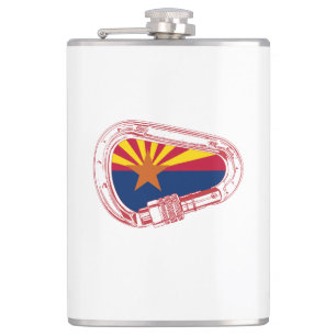 Arizona Flag Climbing Carabiner Hip Flask