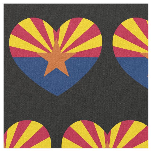 Arizona Flag Heart Patriotic State Banner Fabric (Close Up)